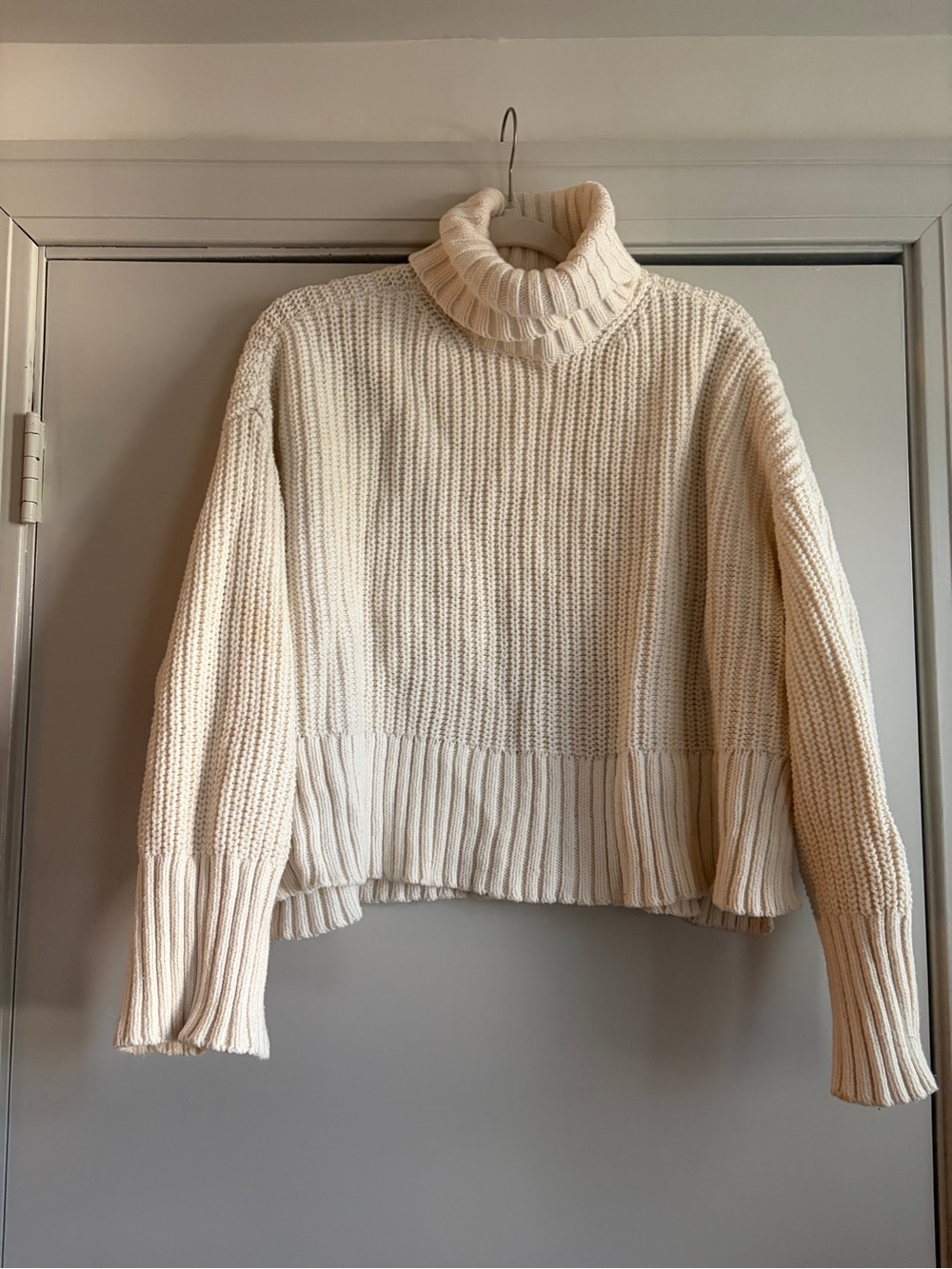 Madewell Cream Ribbed Turtleneck Sweater